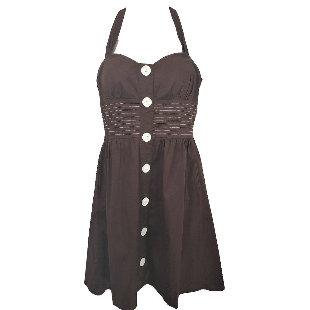 Ruby Rox Brown Halter Retro Pin Up Dress